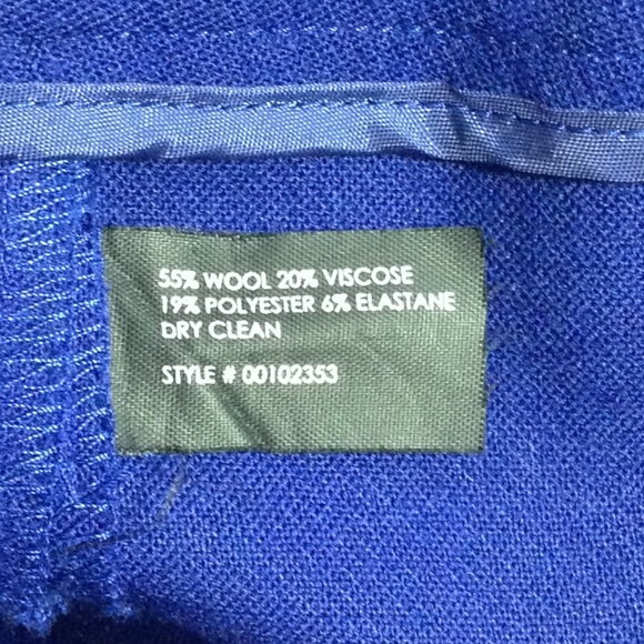 Club Monaco Royal Blue Wool Blend Slim Pants - Picture 5 of 6